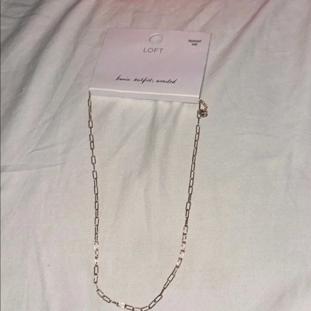 LOFT Gold Paperclip Link Necklace